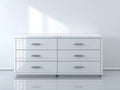 Cómodas de 6 cajones 160 x 45 x 85 cm - Blanco brillante - Diseño moderno con tiradores metálicos