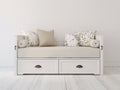 Sofás cama con 2 cajones 205x100x92 cm - Blanco - Diseño clásico con almacenaje