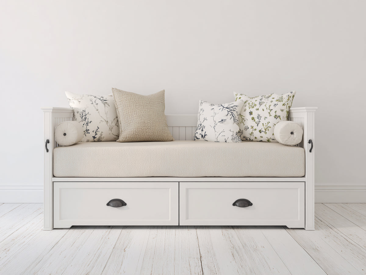 Sofás cama con 2 cajones 205x100x92 cm - Blanco - Diseño clásico con almacenaje
