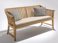 Bancos de jardín de madera 180x72x92 cm - Madera natural-Beige - Respaldo de listones y reposabrazos curvos - Diseño moderno para terraza