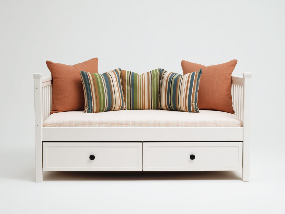 Sofás cama con 2 cajones 205x100x92 cm - Blanco - Diseño clásico con almacenaje