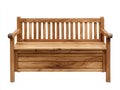 Bancos de jardín de madera 130 x 65 x 90 cm - marrón natural - 2 plazas con respaldo de listones y arcón de almacenaje
