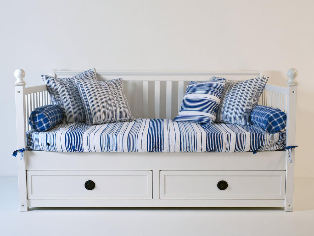 Sofás cama con 2 cajones 210x103x95 cm - Blanco - Diseño clásico con almacenaje