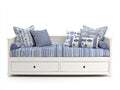 Sofás cama de madera 205x98x88 cm - Blanco-Azul - 2 cajones de almacenamiento - Diseño costero para dormitorio