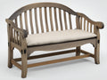 Bancos de jardín de madera 135x65x100 cm - Marrón envejecido y beige - Respaldo curvo con reposabrazos