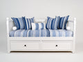 Sofás cama de madera 205 x 105 x 95 cm - Blanco y azul - Diseño multifunción con 2 cajones
