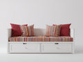Sofás cama de madera y tejido 200 x 92 x 82 cm - blanco y multicolor - 2 cajones y diseño moderno