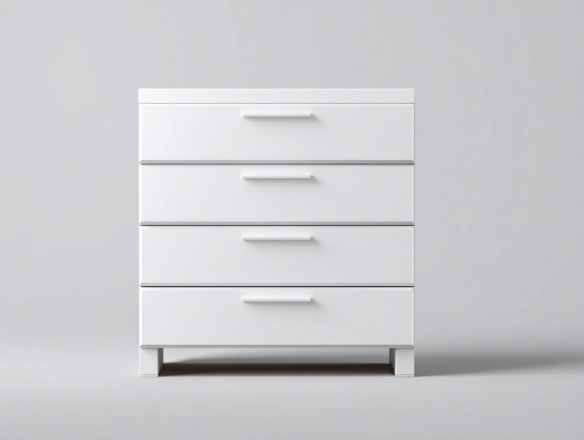 Cómodas de madera 80x40x100 cm - Blanco - 4 cajones con tiradores - Diseño moderno para dormitorio
