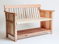 Bancos de jardín de madera 140x60x95 cm - Madera natural - Respaldo de barrotes con estante inferior