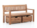 Bancos de jardín de madera 150x62x92 cm - Marrón natural - Asiento para 2 personas con 2 cajones de almacenaje