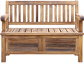 Bancos de jardín de madera 150x60x95 cm - Madera natural - Compartimento de almacenamiento con 2 puertas - Diseño rústico para terraza