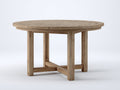 Mesas de jardín redonda de madera 120x120x76 cm - Marrón natural - Diseño con patas cruzadas