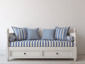 Sofás cama con 2 cajones 210x92x98 cm - Blanco y azul - Diseño clásico de madera
