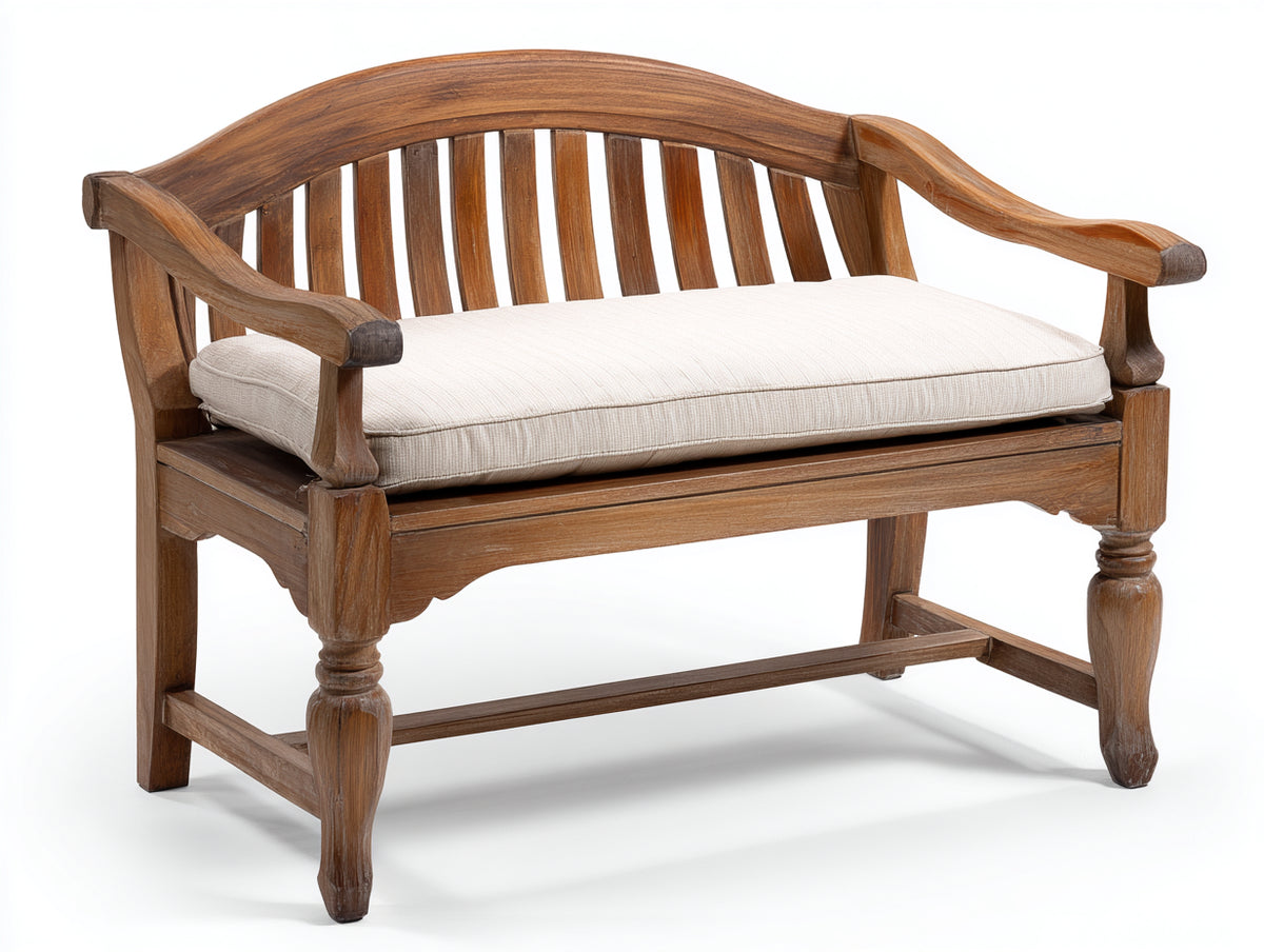 Bancos de jardín de madera 130x62x92 cm - Marrón natural - Asiento para 2 personas con diseño curvado