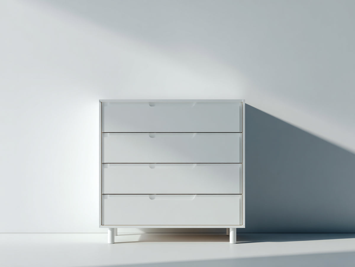 Cómodas de 4 cajones 80x40x95 cm - Blanco - Diseño moderno con patas elevadas