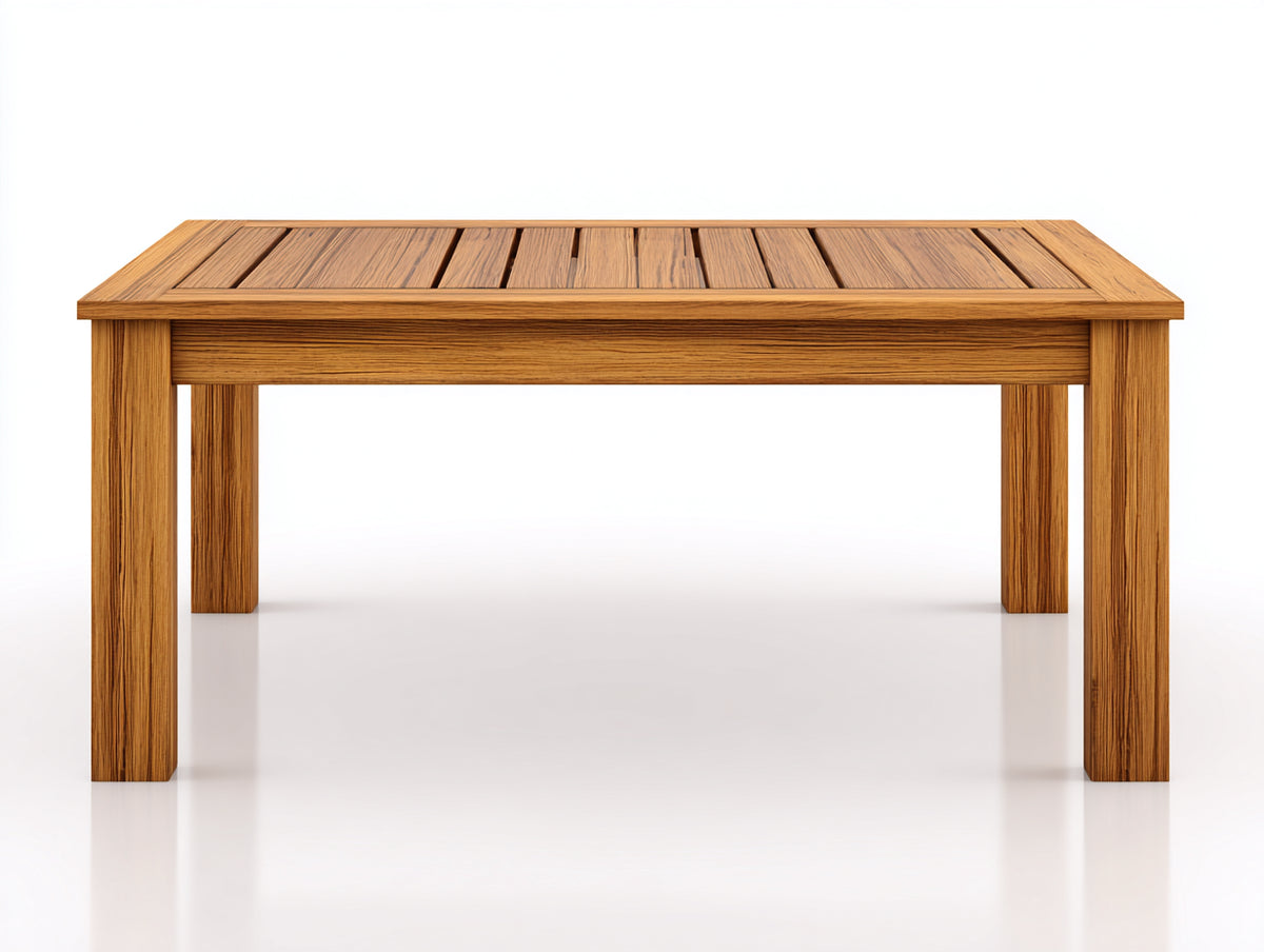 Mesas de jardín de madera 150 x 90 x 75 cm - marrón natural - tablero rectangular de listones